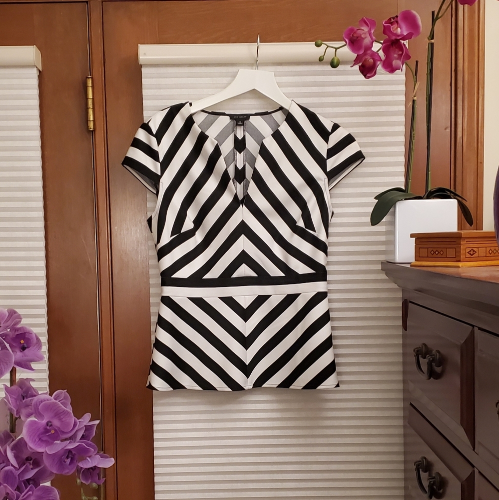 Ann Taylor Striped V-neck Top - Picture 1 of 2
